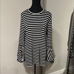Black and White Striped Women's Top